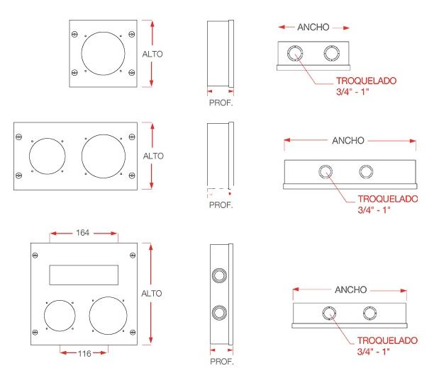 GABINETE P/TOMAS INDUSTRIALES 140X140X55 1-16A 