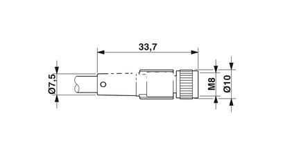 Cable para sensores/actuadores, 4-polos, PUR sin halógenos, negro grisáceo RAL 7021, extremo de cable libre, a Hembra de conexión recto M8, longitud de cable: 3 m