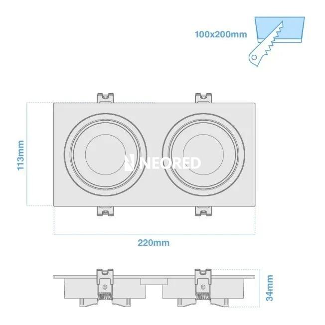 ARTEFACTO DE EMBUTIR CUADRADO ANTIDESLUMBRANTE DICRO X2 MOVIL PVC BLANCO