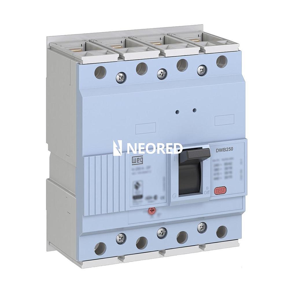 Interruptor en Caja Moldeada DWB Tetrapolar Capacidad de Ruptura N - Térmico Reg: 160-200A - Icu 36kA (380Vca) - DWB250N 200-4DF