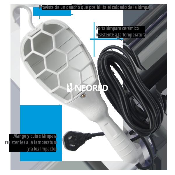 Lámpara portátil x5m. Gris ral