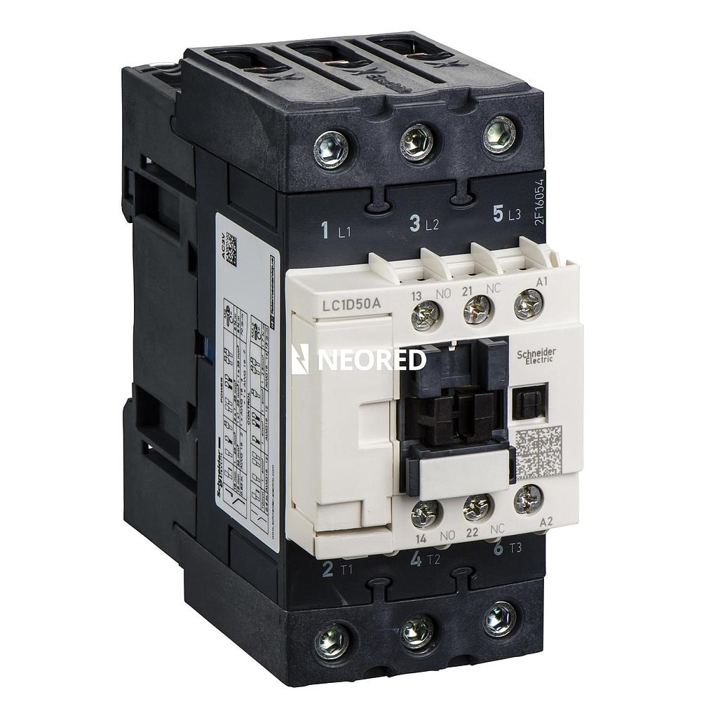 Contactor Tripolar (1na+1nc) TeSys D 50A 220 Vca 50/60Hz Evlk