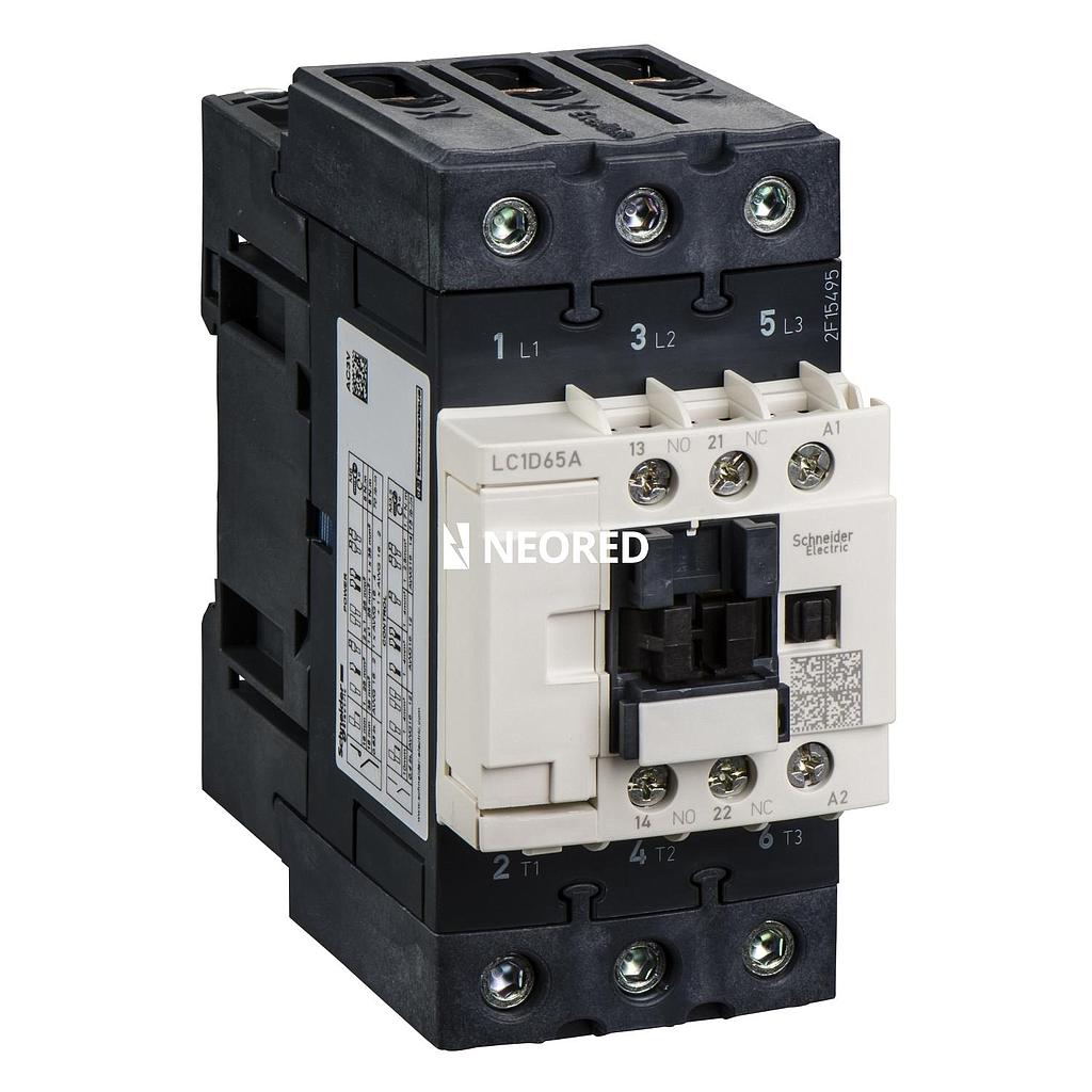 Contactor Tripolar (1na+1nc) TeSys D 65A 24 Vca 50/60Hz Evlk