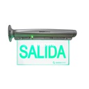 Dis-Señalizador autonomo - LED alta luminosidad (Letras verdes, fondo transparente) - "HOMBRE FLECHA SUBE" 12L