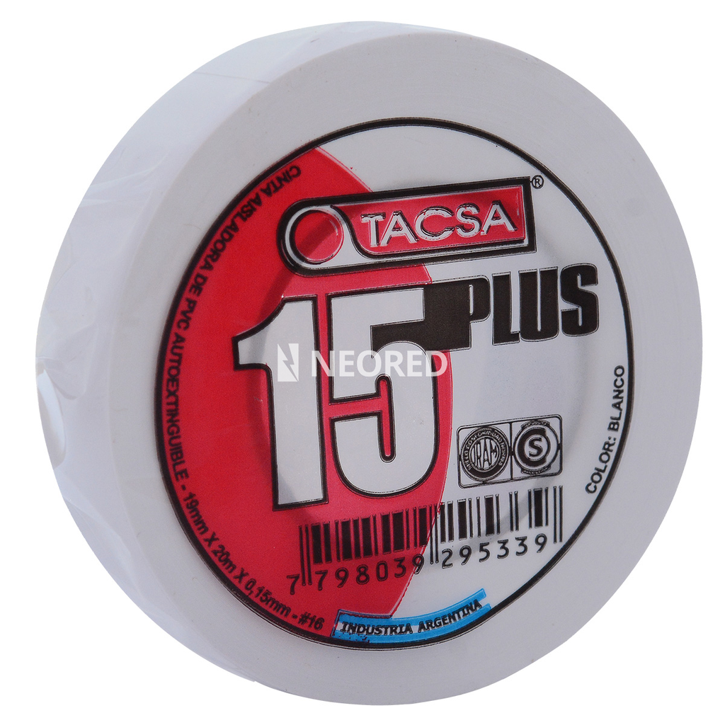 Cinta aisl adh PVC 20M BLANCA 19mmA 0,15mmE