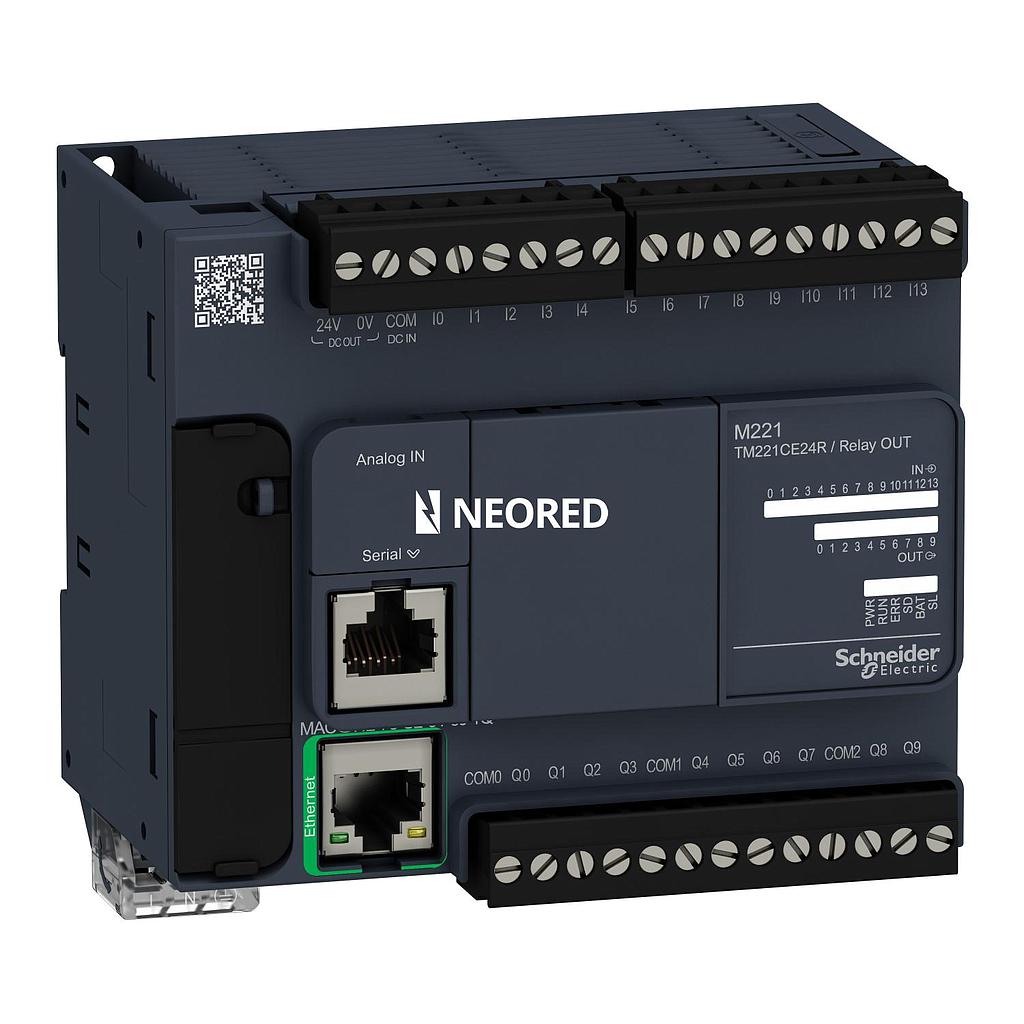 M221 - PLC Compacto 24 I/O con salidas a relé, Alimentación 100-240VAC, Modbus+Eth