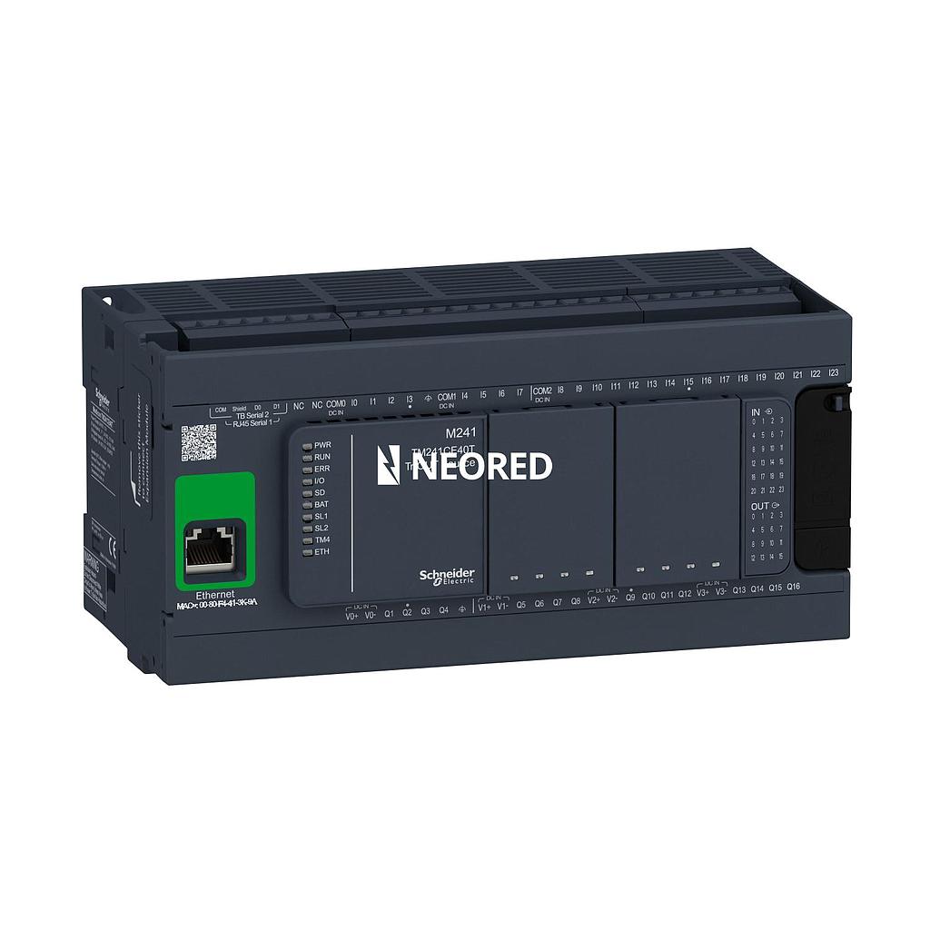 M241 - PLC 40I/O, 24D/I, 16D/O PNP, Alimentación24VDC, Ethernet