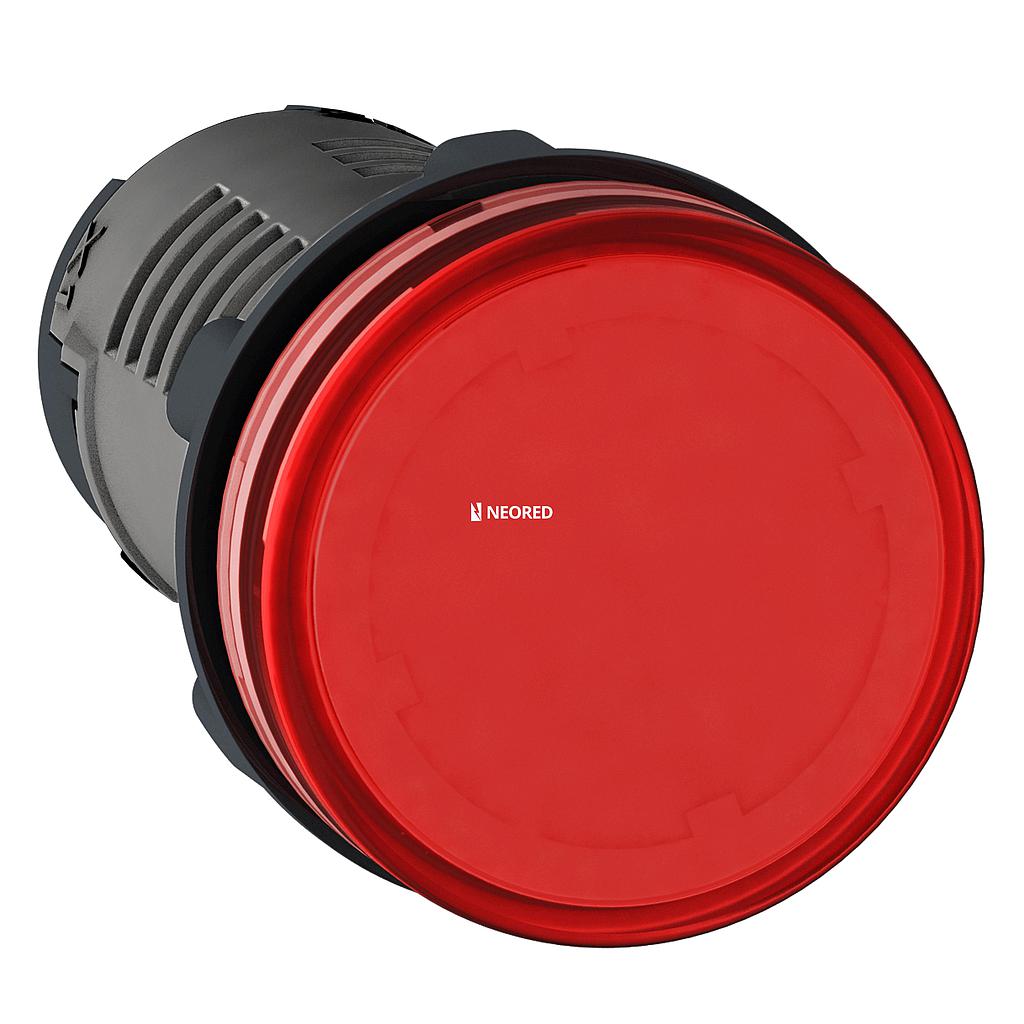 Piloto luminoso plástico monolítico Rojo, Led 230VAC