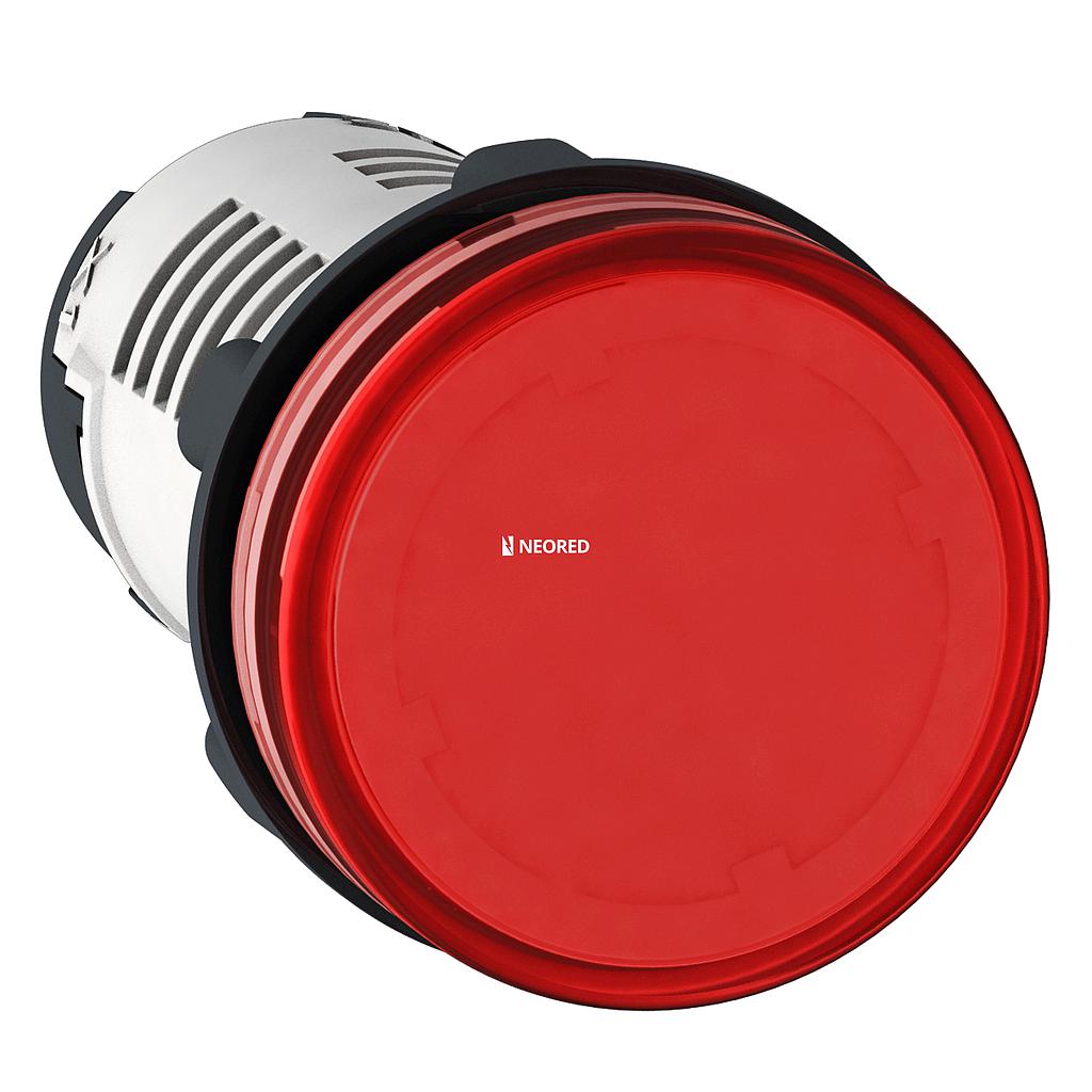 Piloto luminoso, plástico, monolítico, Rojo Led 230VAC