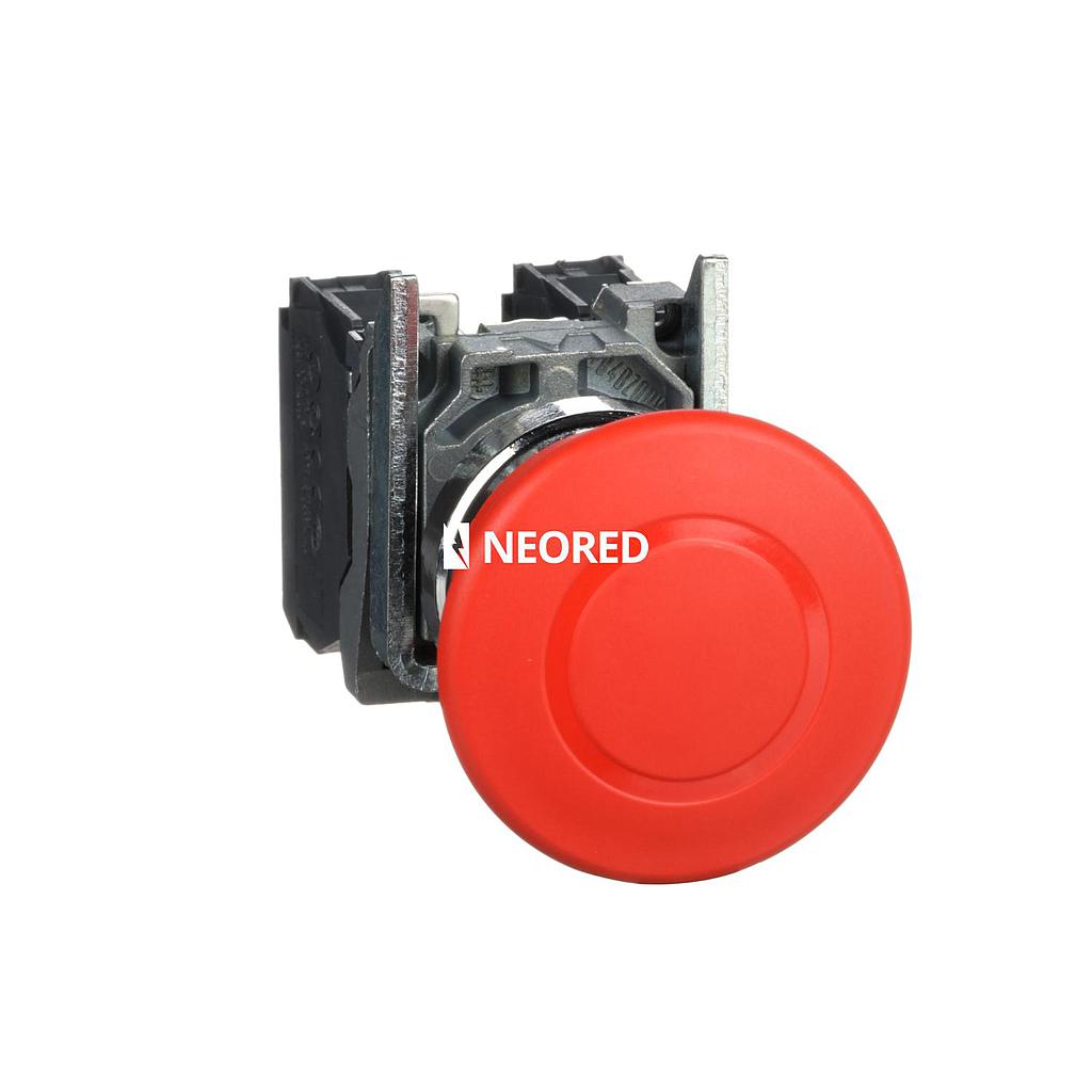 Parada de Emergencia metálica push pull, metálica, 1NA+1NC, Ø 40mm, Rojo