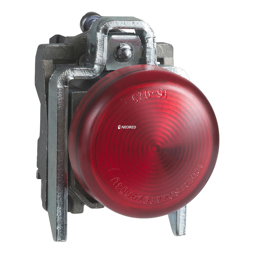 Piloto luminoso, metálico , Rojo, led 230VAC