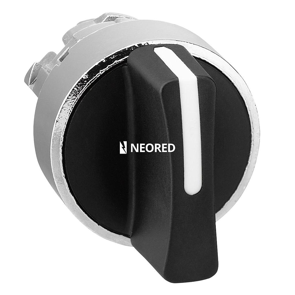 XB4 - Cabezal selectora 3 posiciones con retorno desde derecha, metálica, Maneta corta