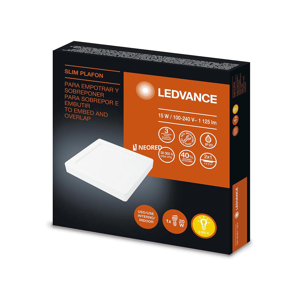 LEDVANCE SLIM PLAFON CUADRADO 15W/830 G2