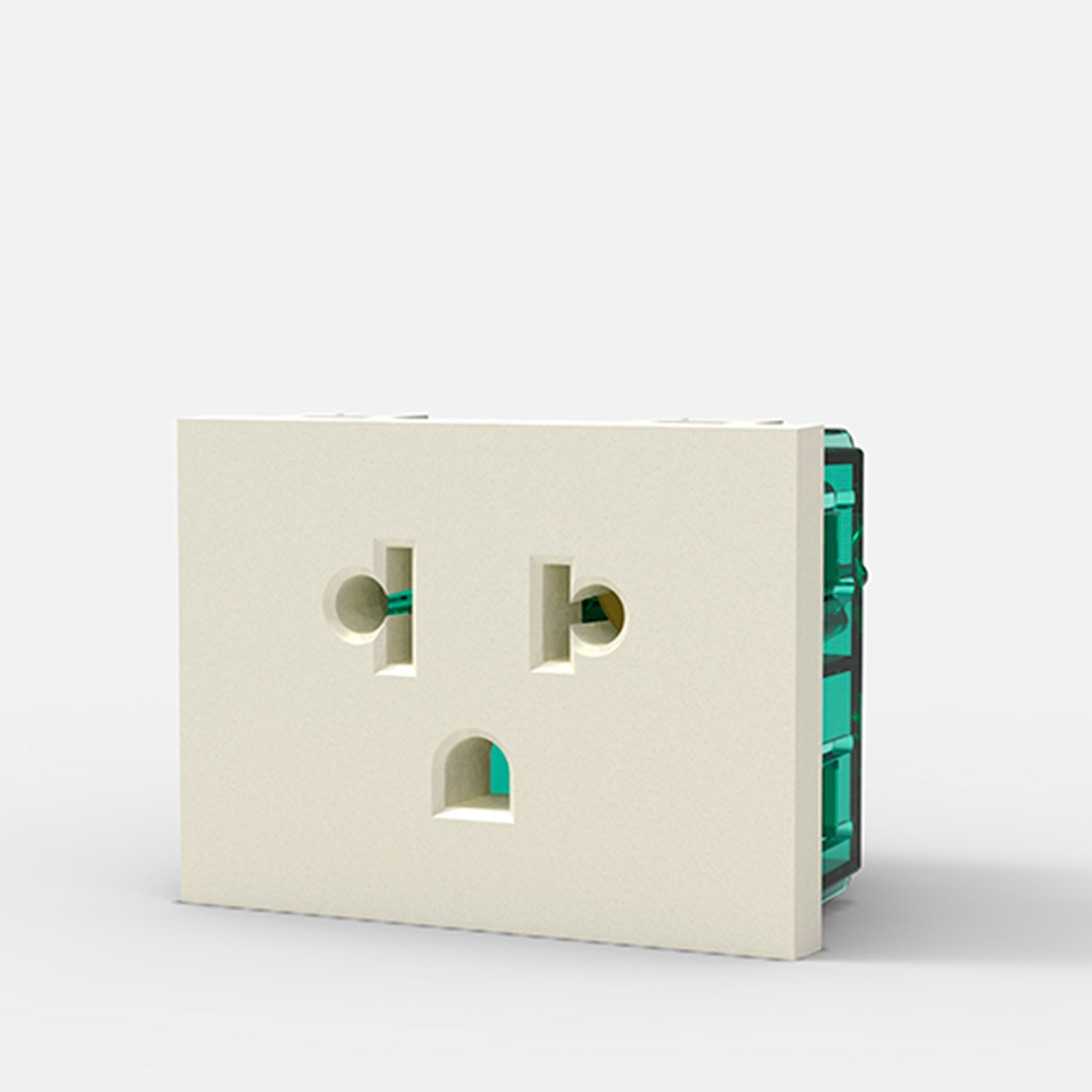 MODULO TOMA EURO-AMERICANO C/TIERRA - BLANCA