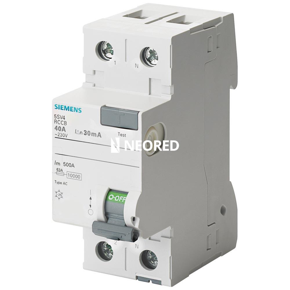 Interruptor Diferencial, In:40A, I∆n:300mA, Tipo AC, 2 polos