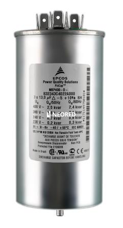 Capacitor trifásico EPCOS 0,75kvar x 3 x 400V 53 x 114mm