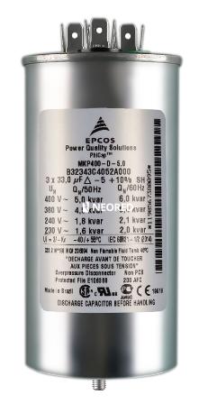 Capacitor trifásico EPCOS 5kvar x 3 x 400V 63 x 129mm