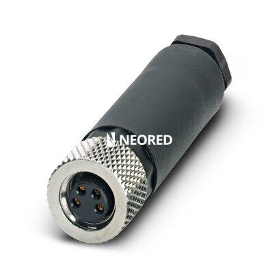 Conector, 4-polos, Hembra de conexión recto M8, codificado A, Conexión por tornillo, material de moleteado: Latón, niquelado, diámetro exterior del cable 3,5 mm ... 5 mm