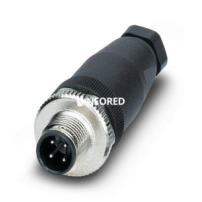 Conector, 4-polos, Conector macho recto M12, codificado A, Conexión por tornillo, material de moleteado: Fundición inyectada de cinc, niquelada, prensaestopas Pg7, diámetro exterior del cable 4 mm ... 6 mm