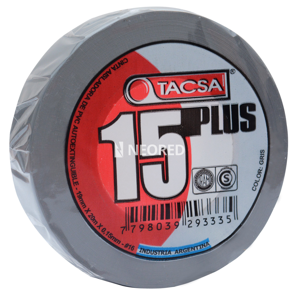 Cinta Aisladora de PVC 19mm x 20m x 0.15mm Gris