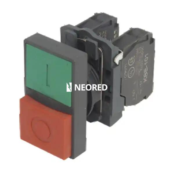 PULSADOR DOBLE VERDE/ROJO PLASTICO SALIENTE (SIN CONTACTOS)