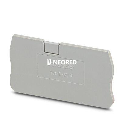 Tapa final, longitud: 55,9 mm, anchura: 2,2 mm, altura: 29 mm, color: gris