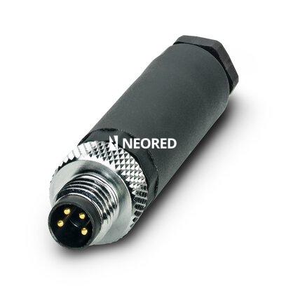 Conector, 4-polos, Conector macho recto M8, codificado A, Conexión por tornillo, material de moleteado: Latón, niquelado, diámetro exterior del cable 3,5 mm ... 5 mm