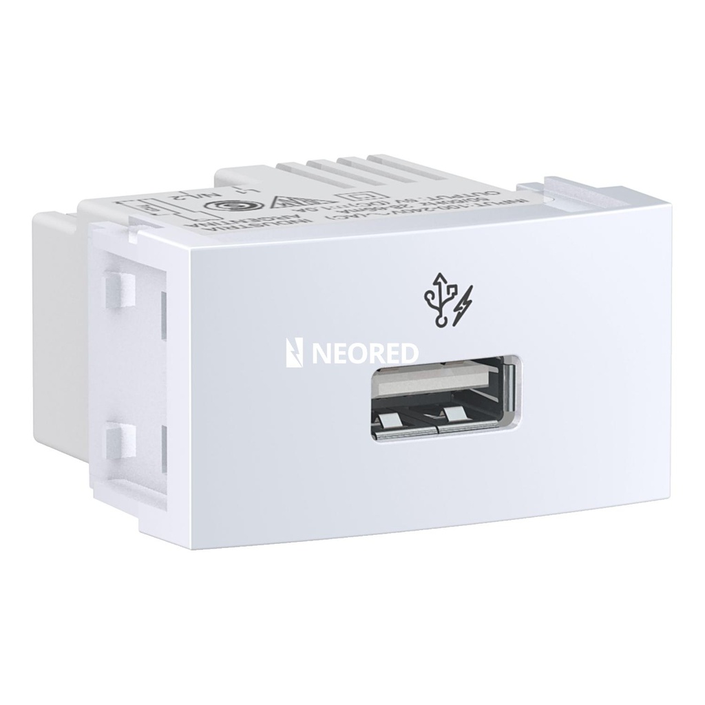 Mod 1 Toma USB 1A 220V 1M Blanco Base