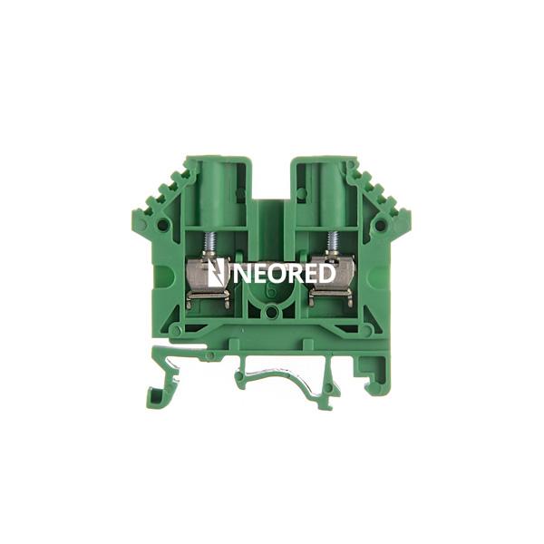 Borne de paso de color verde para conductor de 2,5mm² BPN-2,5-VE
