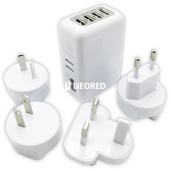 ADAPTADOR VIAJERO CON 4 PUERTOS USB