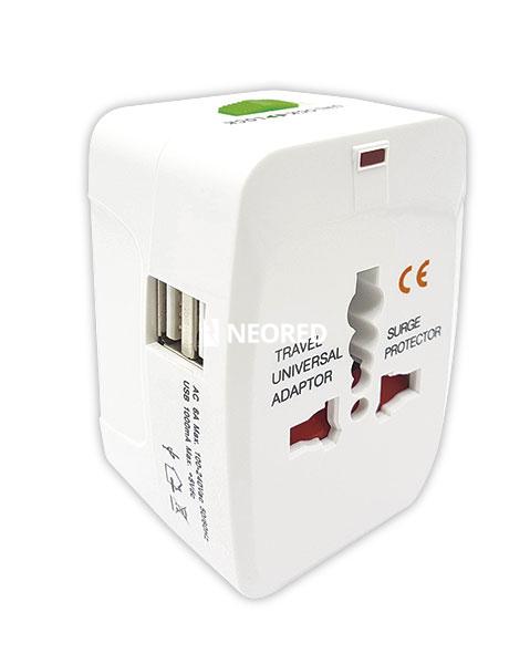 ADAPTADOR VIAJERO TBCIN CON DOS PUERTOS USB