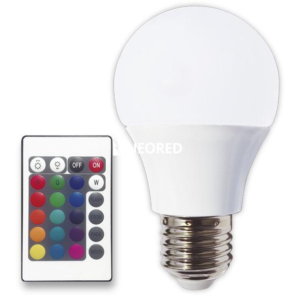 LAMPARA A LED BULBO RGB CON CONTROL REMOTO - 3W