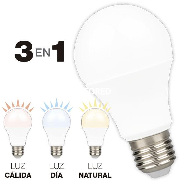 LAMPARAS LED ESPECIALES TBCIN A60 3 EN 1 9W LUZ CALIDA / DIA / NATURAL