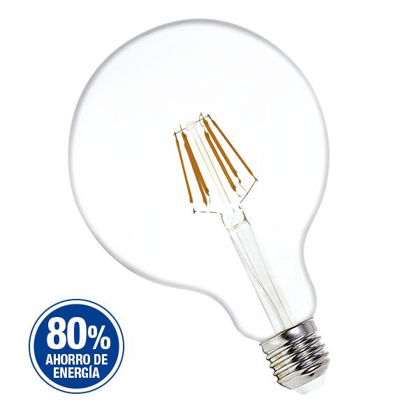 LAMPARA A LED CON FILAMENTO GLOBO 8W LUZ CALIDA DIMERIZABLE