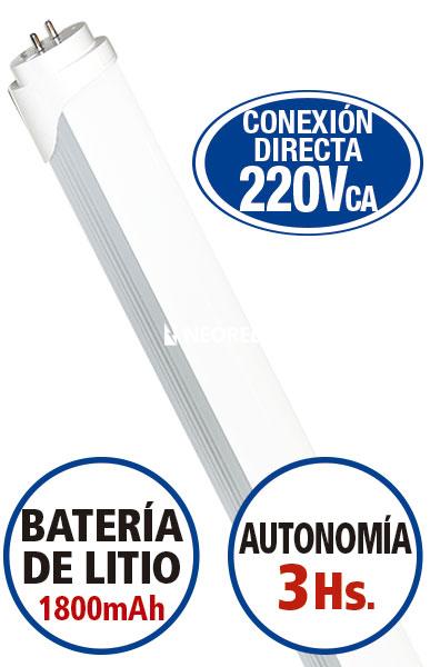 LAMPARA A LED TUBO T8 AUTONOMO 10W LUZ DIA