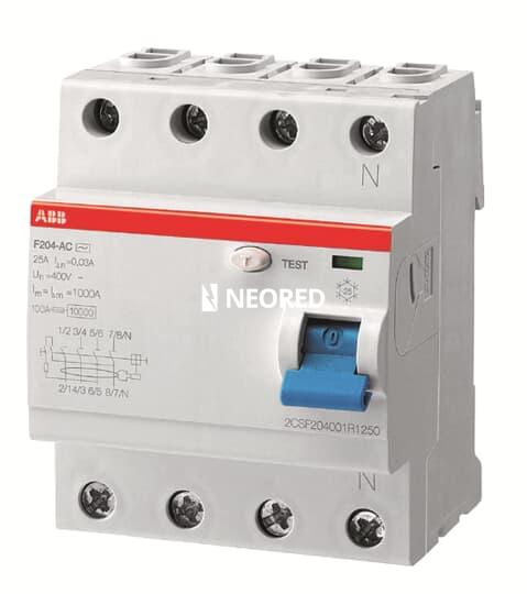 Interruptor diferencial tetrapolar In 40A. Sens = 30 mA