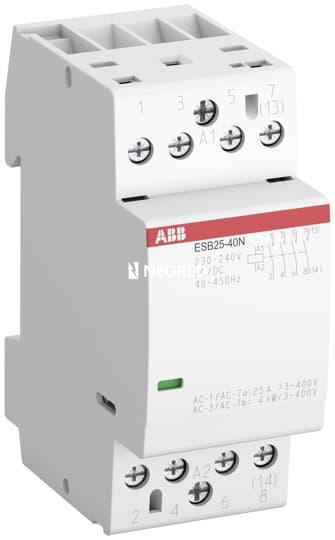 Contactor ESB 25A, 4NA, 24Vca/Vcc, 2 módulos