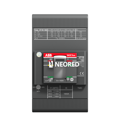 Interruptor Tmax XT tripolar In = 160A - Icu = 18kA, Ics = 100% Icu @ 380VCA 