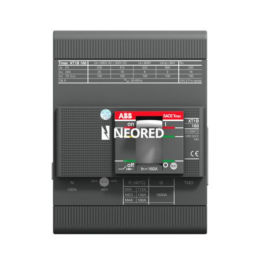 Interruptor Tmax XT tetrapolar In = 160A - Icu = 18kA, Ics = 100% Icu @ 380VCA 