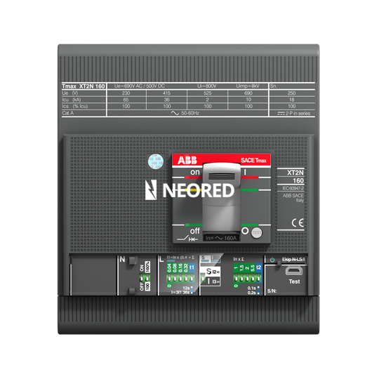 Interruptor Tmax XT tetrapolar In = 160A - Icu = 36kA, Ics = 100% Icu @ 380VCA 