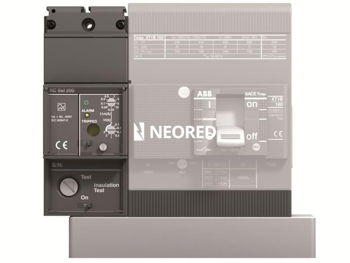 Relé diferencial temporizado interruptor XT1 tetrapolar, montaje bajo interruptor