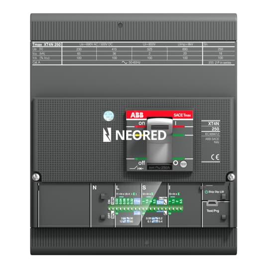 Interruptor Tmax XT tetrapolar In = 250A - Icu = 36kA, Ics = 100% Icu @ 380VCA 