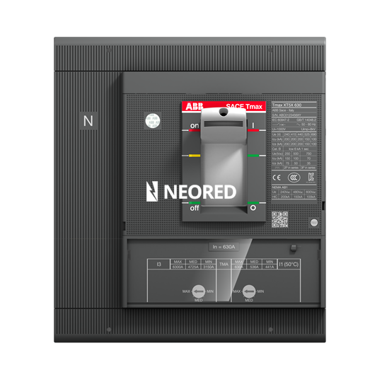 Interruptor Tmax XT tetrapolar In = 630A - Icu = 36kA, Ics = 100% Icu @ 380VCA 
