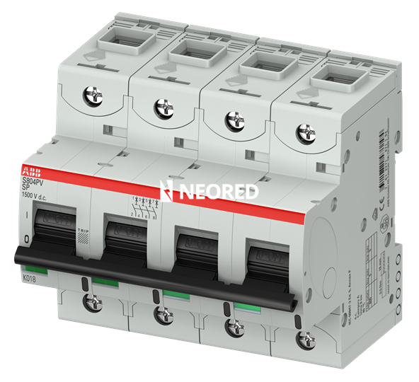Interruptor termomagnético tetrapolar  In 50A. Icu = 5kA @ 1500VDC Clase S - Aplicación Solar)