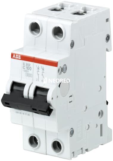 Interruptor termomagnético bipolar In 80A. Icn = 6kA @ IEC60898 Icu : 10 kA @ IEC60947-2. Curva C