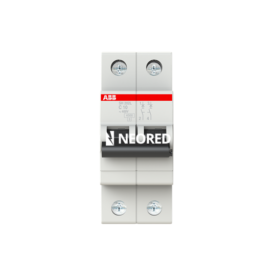 Interruptor termomagnético bipolar  In 10A Icn = 4,5kA @ IEC60898 Curva C