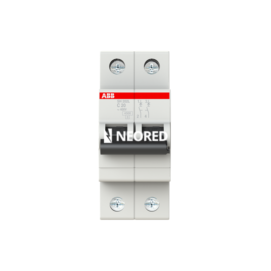 Interruptor termomagnético bipolar  In 20A Icn = 4,5kA @ IEC60898 Curva C