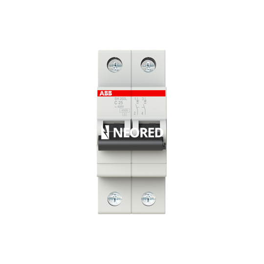 Interruptor termomagnético bipolar  In 25A Icn = 4,5kA @ IEC60898 Curva C