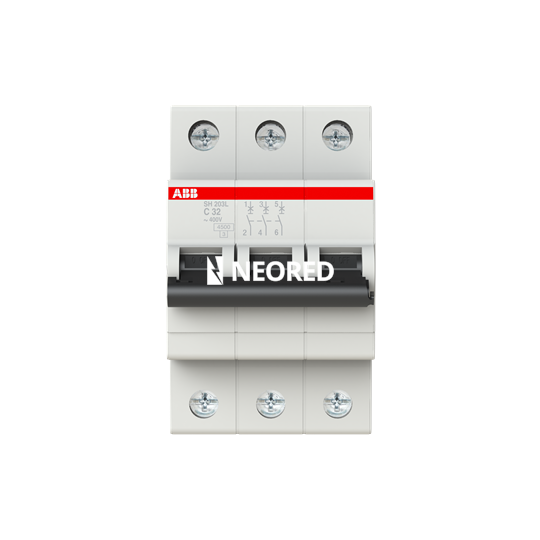 Interruptor termomagnético tripolar  In 32A Icn = 4,5kA @ IEC60898 Curva C