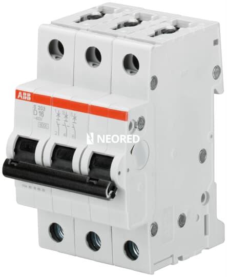 Interruptor termomagnético tripolar In 4A. Icn = 6kA @ IEC60898 Icu : 10 kA @ IEC60947-2. Curva D